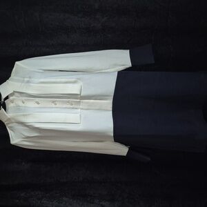 Vintage Ann Taylor Cream and Black Women's Dress